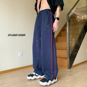 Dark Blue Black Casual Pants Men Fashion Oversized Sweatpants Men Streetwear Hip-hop Loose Straight Pants Mens Joggers Trousers aidase-shop